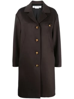 Women Off-White Single-breasted Button Coat