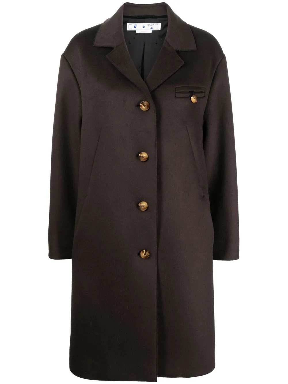 Women Off-White Single-breasted Button Coat 1 Women Off-White Single-breasted Button Coat