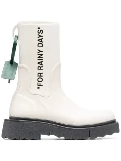 Women Off-White Slogan-print Ankle Boots