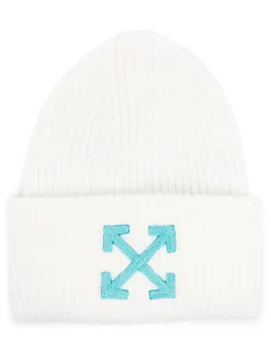 Women Off-White Logo-emboridered Wool Beanie