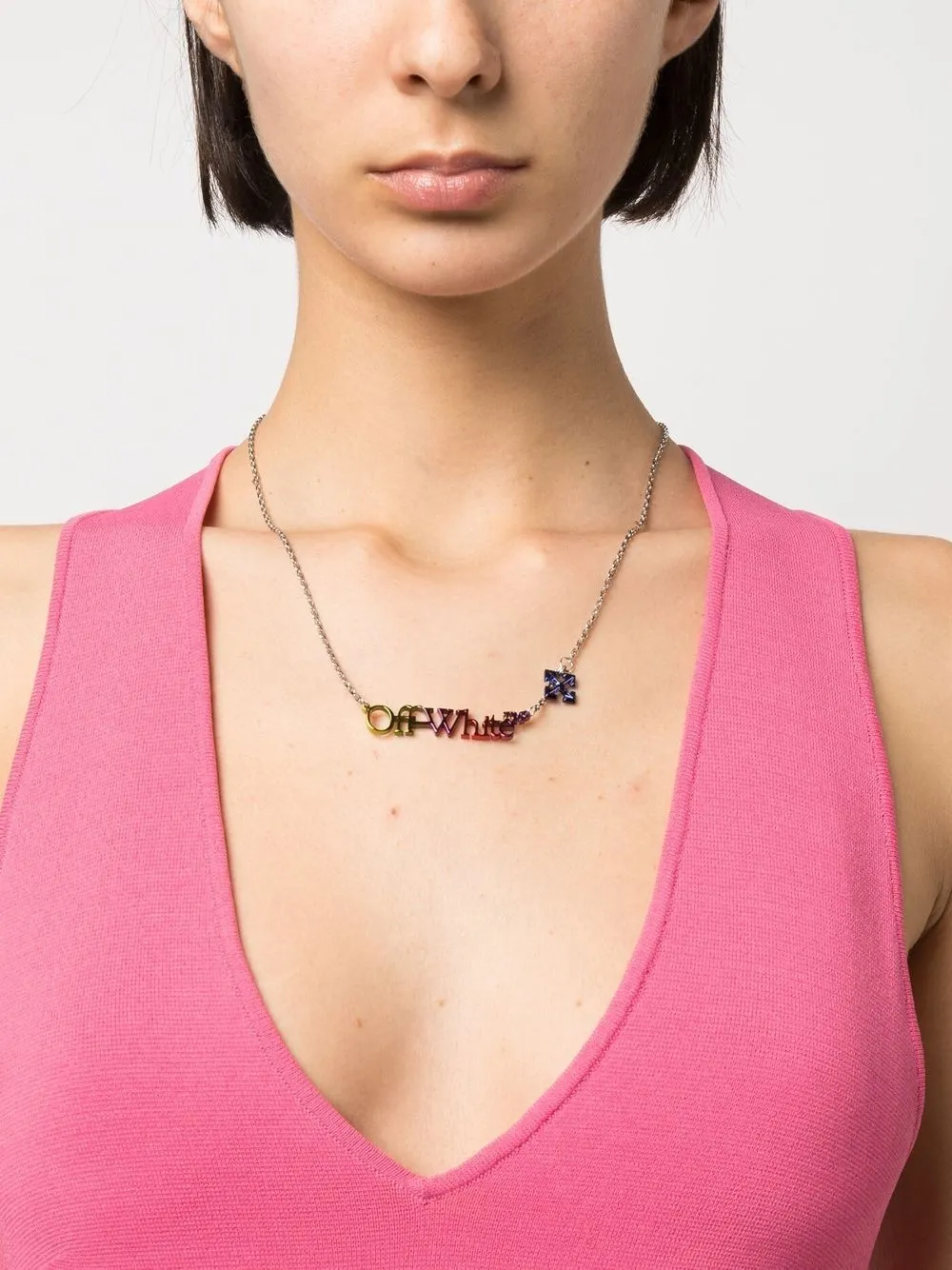 Women Off-White Logo-plaque Pendant Necklace 2 Women Off-White Logo-plaque Pendant Necklace - Image 2