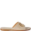 Women Off-White Logo-plaque Linen Slides