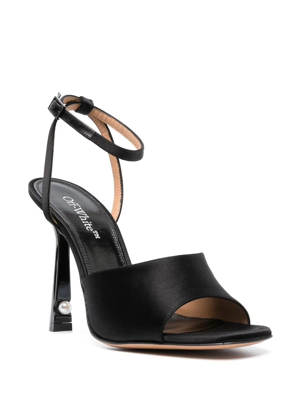 Women Off-White Lollipop Pearl-embellished Satin Sandals 2 Women Off-White Lollipop Pearl-embellished Satin Sandals - Image 2