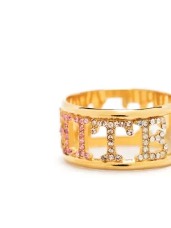 Women Off-White Logo-detail Crystal-embellished Ring -Off-White 19320955 44436337 1000