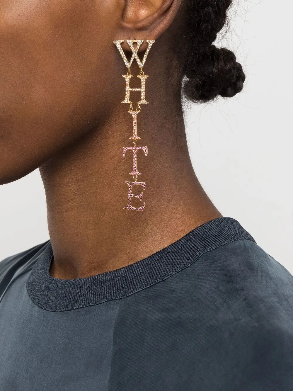 Women Off-White Logo-engraved Crystal-embellished Earrings 2 Women Off-White Logo-engraved Crystal-embellished Earrings - Image 2