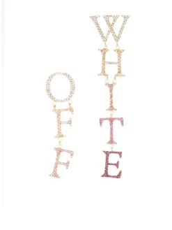 Women Off-White Logo-engraved Crystal-embellished Earrings