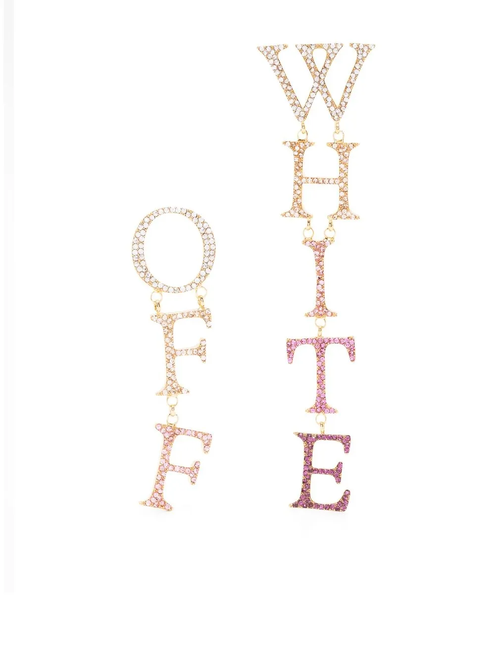 Women Off-White Logo-engraved Crystal-embellished Earrings 1 Women Off-White Logo-engraved Crystal-embellished Earrings
