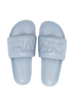 Men Off-White Logo-embroidery Leather Sliders 7 Men Off-White Logo-embroidery Leather Sliders -Off-White 19322190 45023236 1000