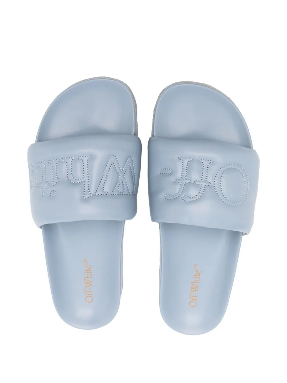 Men Off-White Logo-embroidery Leather Sliders 4 Men Off-White Logo-embroidery Leather Sliders - Image 4