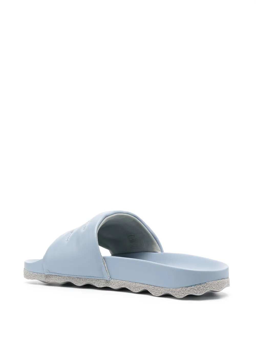 Men Off-White Logo-embroidery Leather Sliders 3 Men Off-White Logo-embroidery Leather Sliders - Image 3