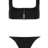Women Off-White Zipped Logo-print Bikini