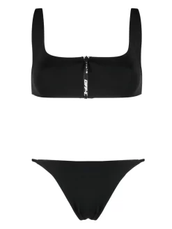 Women Off-White Zipped Logo-print Bikini