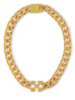 Women Off-White Pavé Crystal Chain Necklace