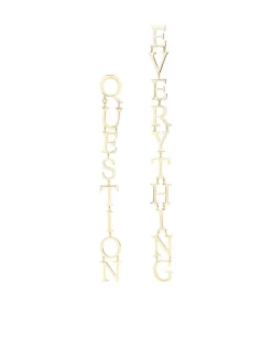 Women Off-White Quote Drop Earrings