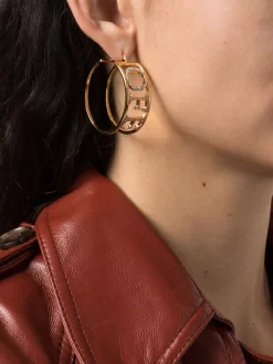 Women Off-White Logo Pavé Crystal Hoop Earrings -Off-White 19323245 44624719 1000