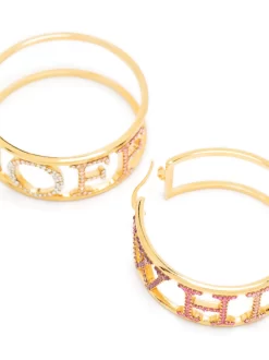 Women Off-White Logo Pavé Crystal Hoop Earrings -Off-White 19323245 44624720 1000