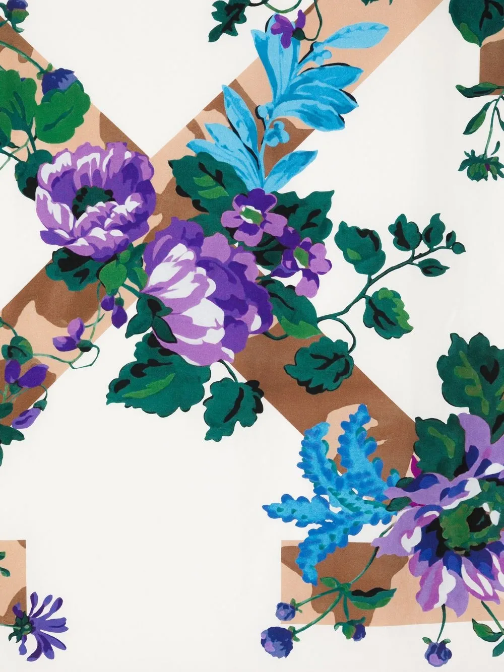 Women Off-White Floral-print Silk Scarf 2 Women Off-White Floral-print Silk Scarf - Image 2