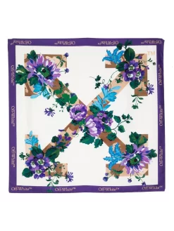 Women Off-White Floral-print Silk Scarf