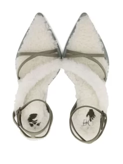 Women Off-White Allen Shearling Sandals -Off-White 19351512 42529166 1000