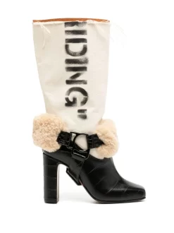 Women Off-White Printed Knee-high Boots