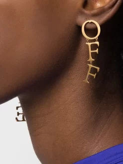 Women Off-White Logo-lettering Earrings -Off-White 19430558 44881498 1000