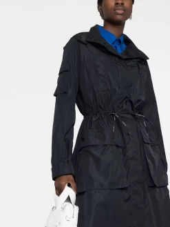 Women Off-White Diagonal-stripe Hooded Coat -Off-White 19473433 43525824 1000