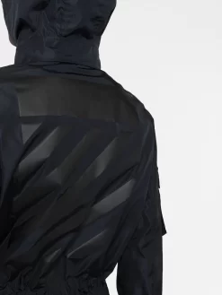 Women Off-White Diagonal-stripe Hooded Coat -Off-White 19473433 43528063 1000