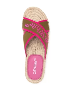 Women Off-White Logo-strap Raffia Sole Sandals -Off-White 19766262 44488999 1000