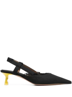 Women Off-White Slingback Pointed Toe Pumps