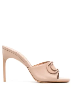 Women Off-White Pop Paperclip 100m Leather Mules