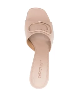 Women Off-White Pop Paperclip 100m Leather Mules -Off-White 19850622 50235906 1000