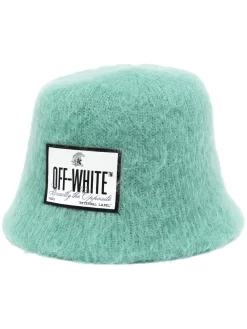 Women Off-White Logo-patch Mohair Bucket Hat
