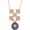 Women Off-White Arrows Crystal-embellished Pearl Necklace