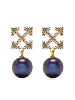 Women Off-White Arrows Crystal-embellished Pearl Earring
