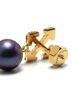 Women Off-White Arrows Crystal-embellished Pearl Earring -Off-White 19854209 44698316 1000