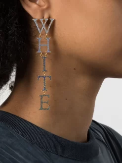 Women Off-White Crystal-embellished Logo Earrings -Off-White 20002735 45017751 1000