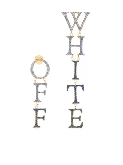 Women Off-White Crystal-embellished Logo Earrings