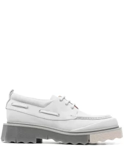Men Off-White Suede Boat Shoes