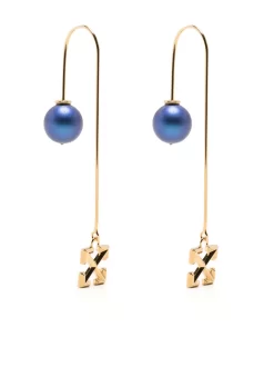 Women Off-White Pearl & Arrow Earrings